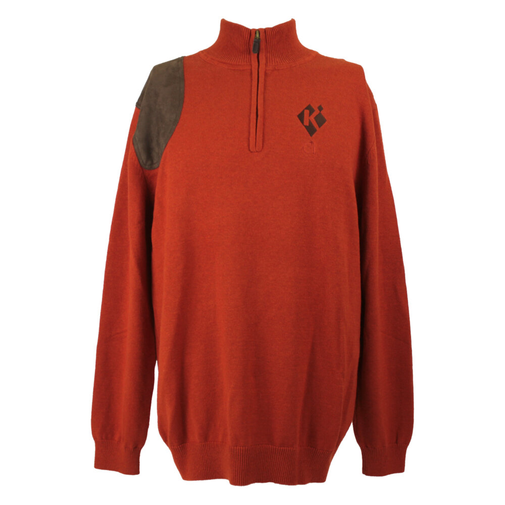 “Wilfried” 1/4 Zip Orange Sweater by Club Interchasse